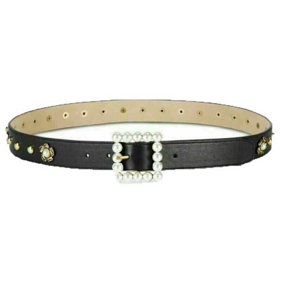 Steve Madden Imitation-Pearl Embellished Belt - Picture 1 of 5
